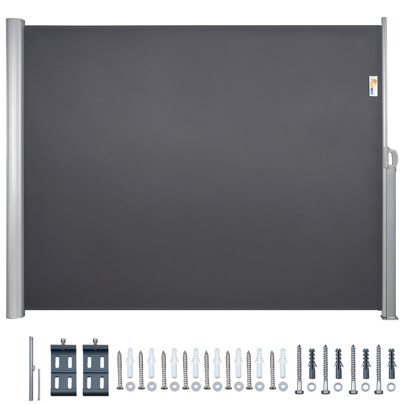 Aluminium Full Cassette Retractable Side Awning, 180cm H x 350cm W x 9cm D