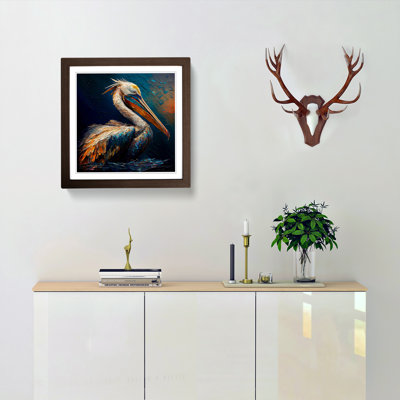 Pelican Palette Knife Painting - Single Picture Frame Print on Wood