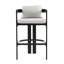 Tabouret de comptoir d'extérieur en aluminium, chaise de bar, structure noire avec coussin gris, ensemble de 4