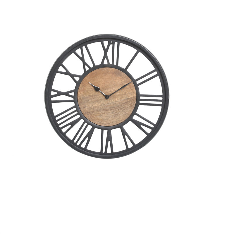 Williar Wall Clocks for Living Room Decor, Black Finish and Wooden Wall Clock For Bedroom, 40cm H x 40cm W x 5cm D