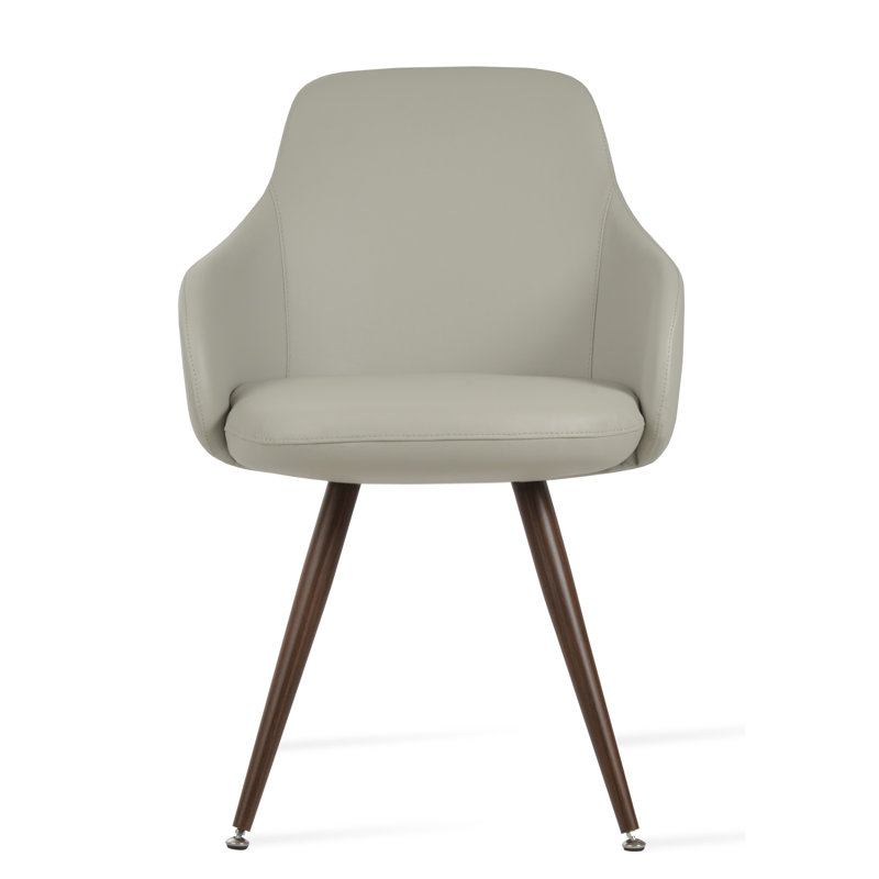 Chaise avec accoudoirs Gazel Star, Gris clair, Noyer