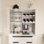 Buffet blanc avec huche, buffet de style campagnard moderne avec 2 tiroirs et portes de grange pour la cuisine, la salle à manger ou le salon | Idée de cadeau