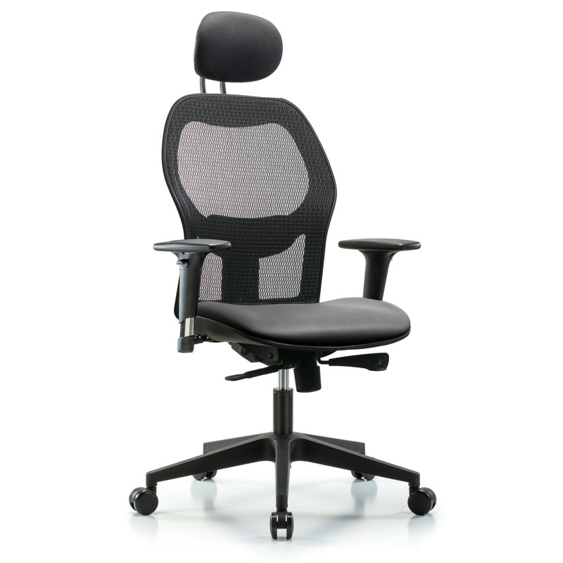 Vinyl Task Chair with Headrest, Sterling, Yes