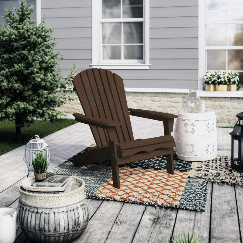 Chaise Adirondack pliante en bois massif pour l'extérieur Philbrick, Brun foncé