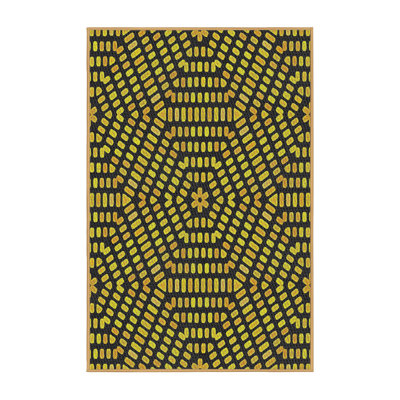 Tapis jaune/noir tissé à la machine