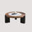 Modern Round Coffee Table Set With Walnut Veneer & Microcrystalline Stone Top – Nesting & Separable Design