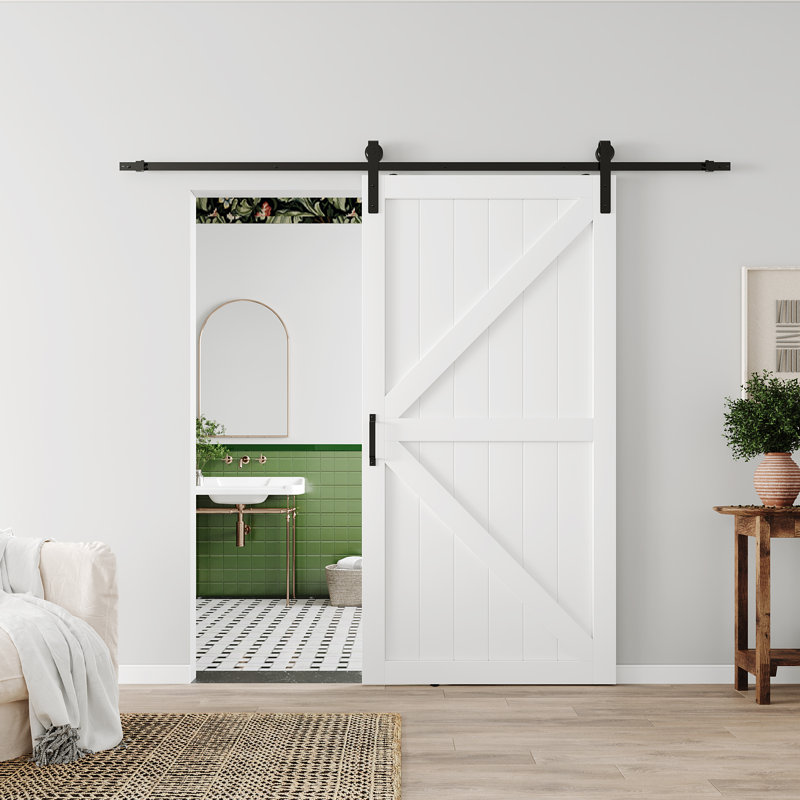 K Shape Design Manufacture Barn Door With Solid Manufacture Wood Include Hardware, 48" x 84"