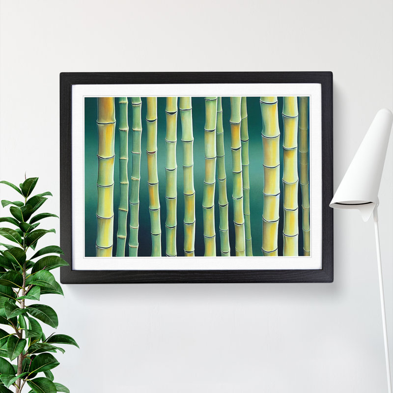 Dazzling Bamboo Forest - Single Picture Frame Print, 25cm H x 34cm W x 2cm D, Black