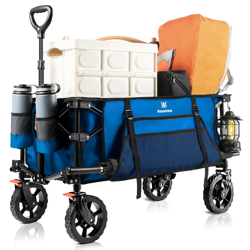 Chariot pliable avec roues 140L, Bleu