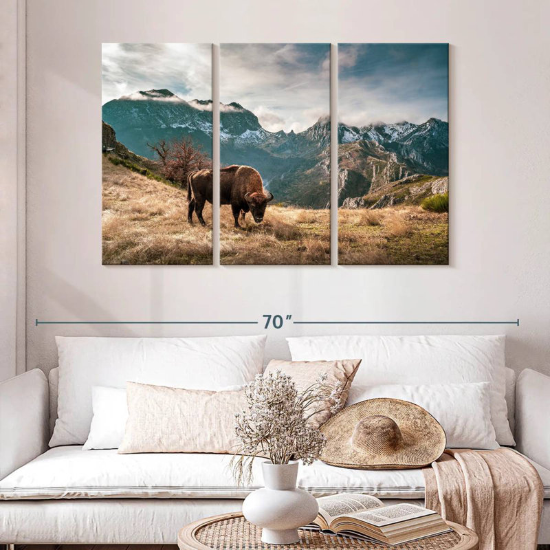 Brampt Bison Mountain Landscape, 32" H x 50" W