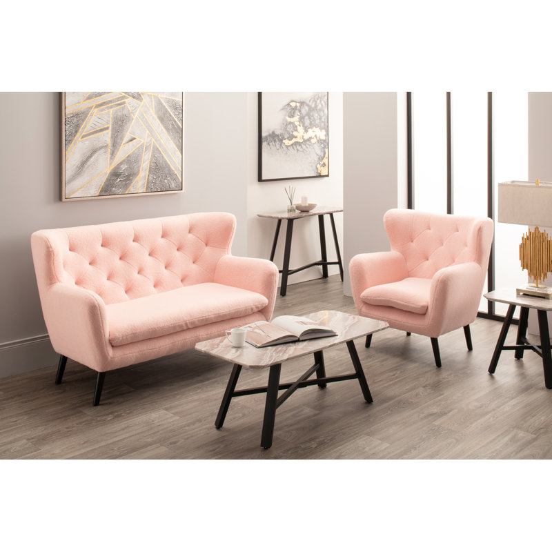 Upholstered Armchair, Pink