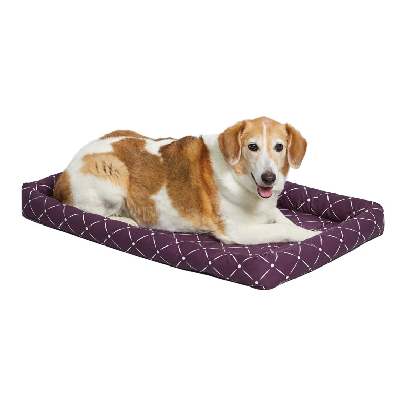 Lit pour animal de compagnie avec traversin QuietTime Couture, l 21,75 po x p 12,75 po x H 3,75 po, Prune