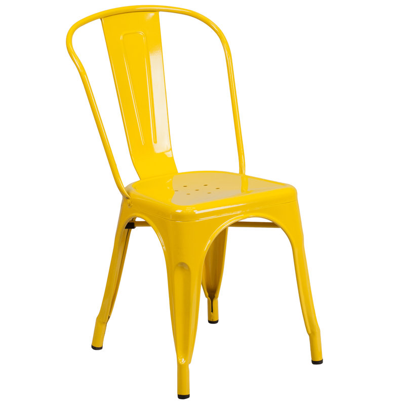 Brinson Round Steel Bistro Set, Yellow, 17.5"