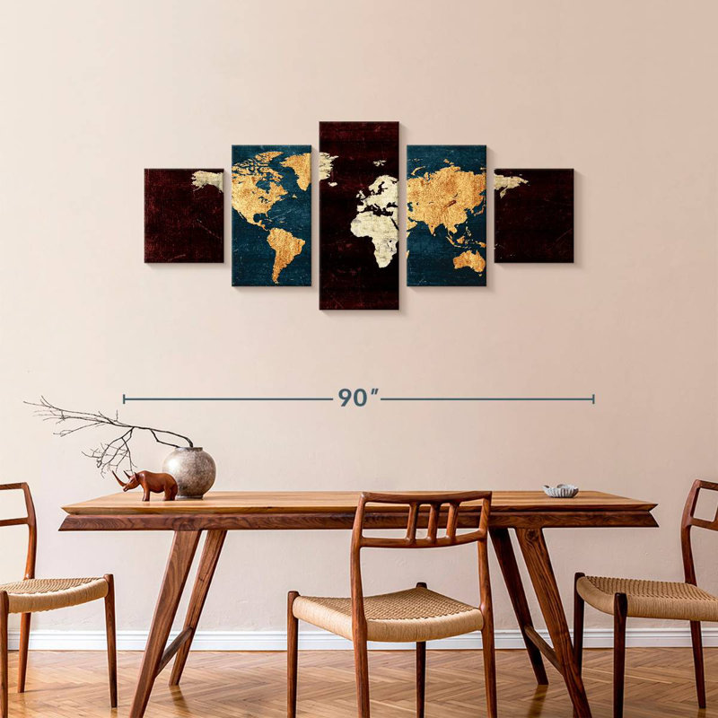 Mappemonde vieillie XV, H 36 po x l 80 po