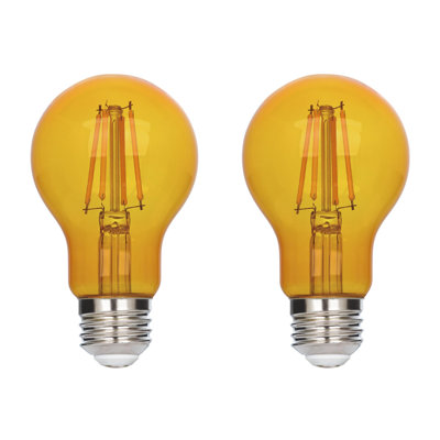 Ampoule à filament omnidirectionnel A19 de 4,5 watts (équivalent à 40 watts) à culot moyen jaune (E26), paquet de 2