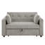 Causeuse-lit en velours côtelé gris L 57 po avec porte-gobelets, ports USB, poches pour magazines, coussins, capitonnage Luelle-1810739353
