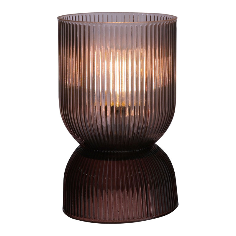 Battery Operated Curved Glass Lamp, Taupe