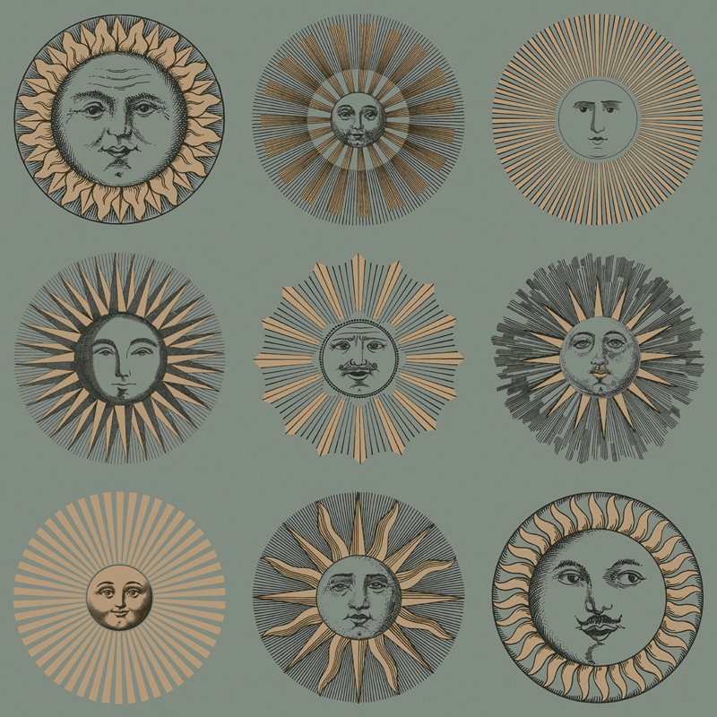 Fornasetti Senza Tempo II Geometric Wallpaper Roll, Sage/Rose Gold