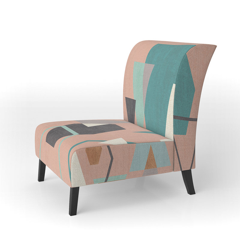 Fauteuil de chambre à motif géométrique à motif hexagonal I - transitionnel, Rose