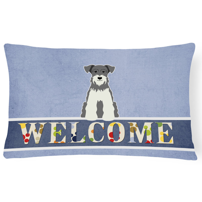 Coussin lombaire miniature Schanuzer Welcome, Gris / Blanc