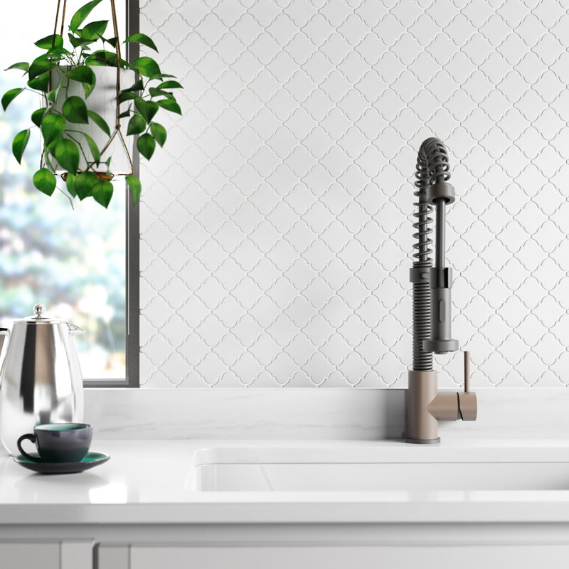 Carreau de mosaïque en porcelaine blanche mate 12-3 / 8 "x 12-3 / 8" Hudson Tangier