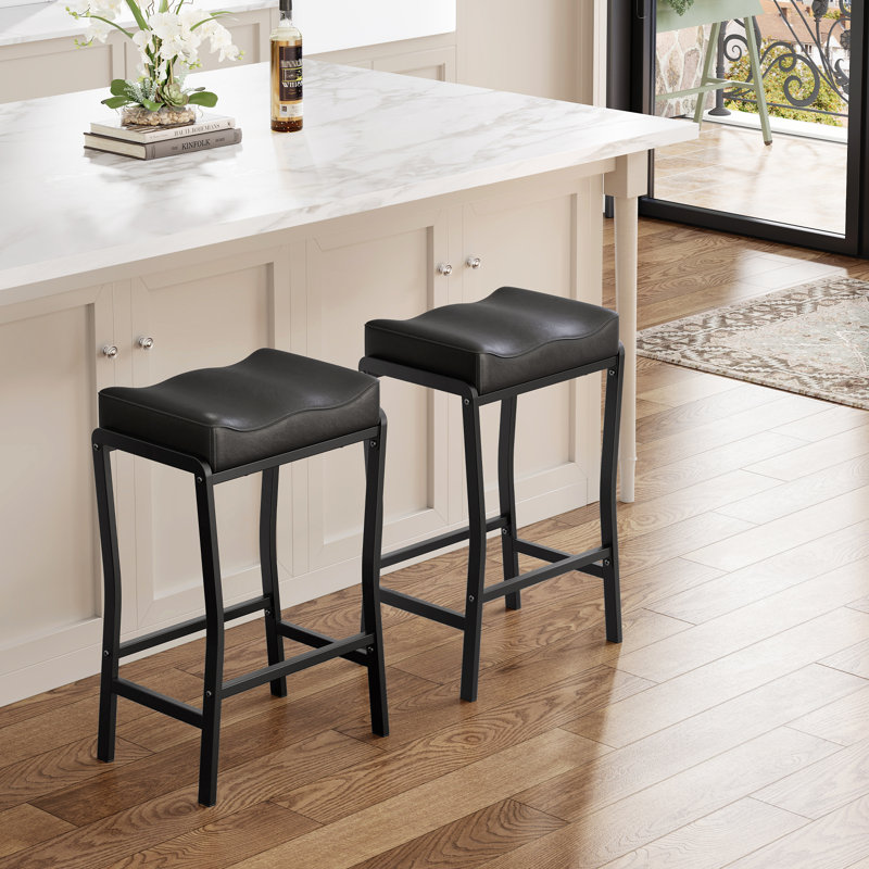 Counter Stool with Metal Frame, Black, 2