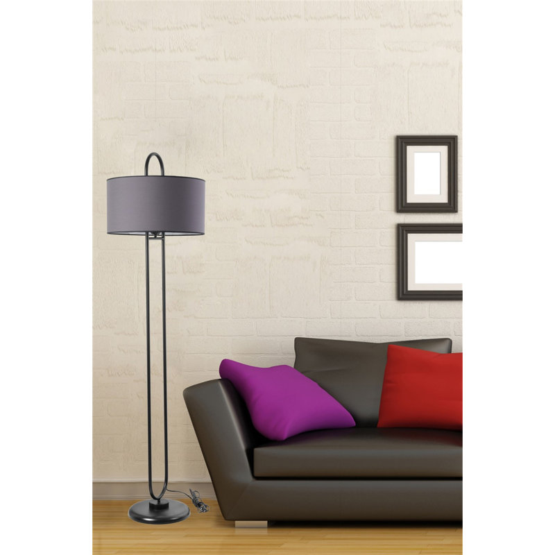 Lampe sur pied 67 po Abbotsford, Gris foncé, Noir