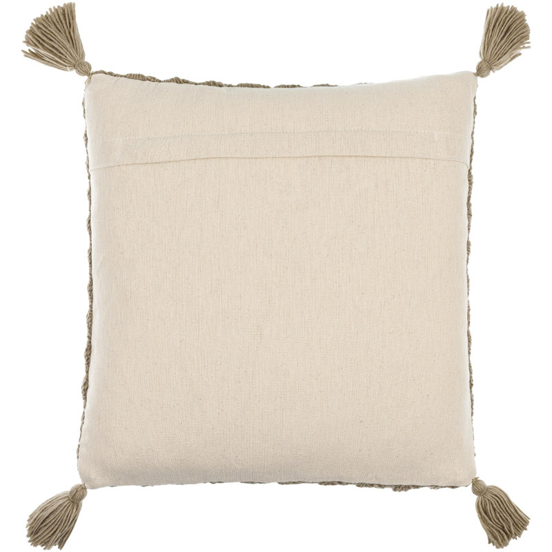 Makrome Wool Blend Throw Pillow, Brown, 20"H x 20"W, Down Blend