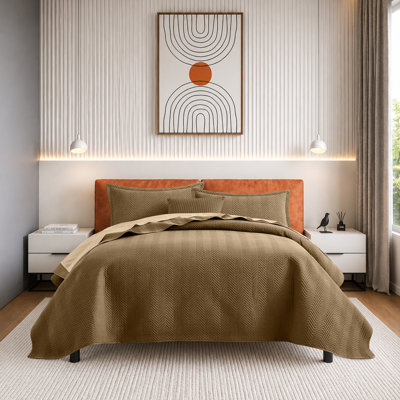 Ensemble de couvre-lit en microfibre gaufrée en lin avec taies d'oreiller, literie matelassée réversible et respirante pour un confort tout au long de l'année