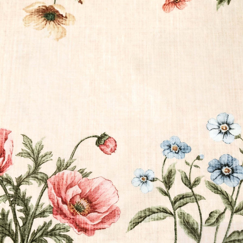 Tapis floral lavable avec envers antidérapant, Beige, 5 x 7 pi