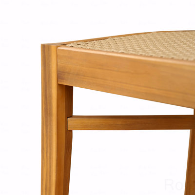 Chaise de patio d'extérieur en bois d'acacia avec osier PE brun clair