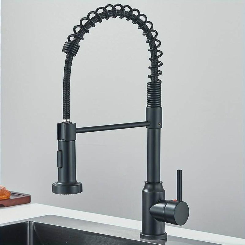 Robinet de cuisine moderne rétractable en acier inoxydable avec 2 modes de jet réglables, montage à un trou, conception économiseur d'eau