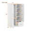 Armoire en bois avec portes doubles, armoire avec tringle, 5 tablettes fixes, 1 tiroir de rangement, blanc