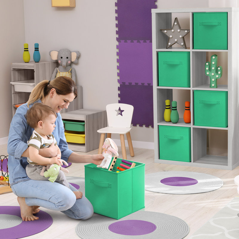 13 pièces grands cubes de rangement pliables avec poignées 1 pièce, bleu sarcelle, Sarcelle
