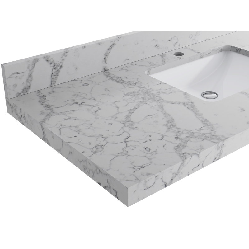 Meuble-lavabo double 60 po avec plateau en quartz Catalina