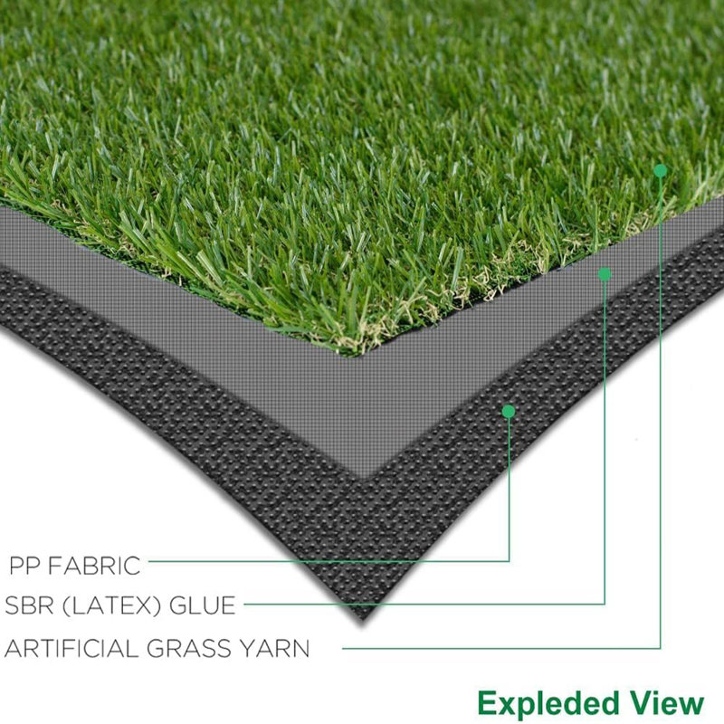 Artificial Grass Turf Roll 0.8in Pile Height Customized Sizes, 4FTx7FT