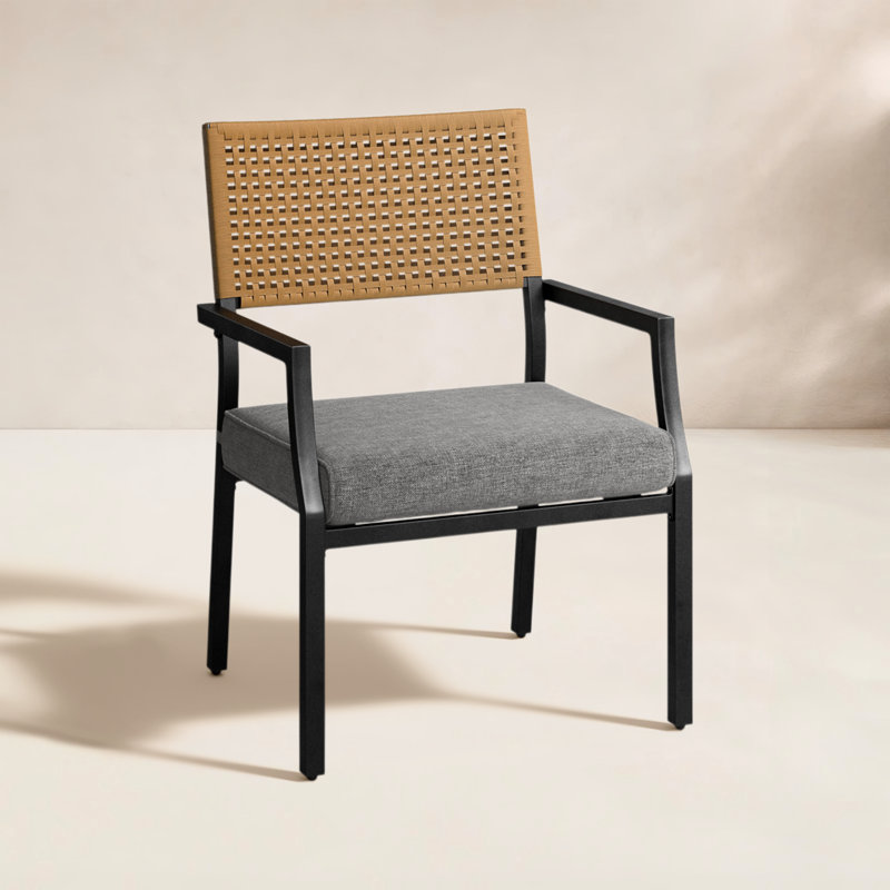 Fauteuil en acier tressé avec coussin Aiden, 4