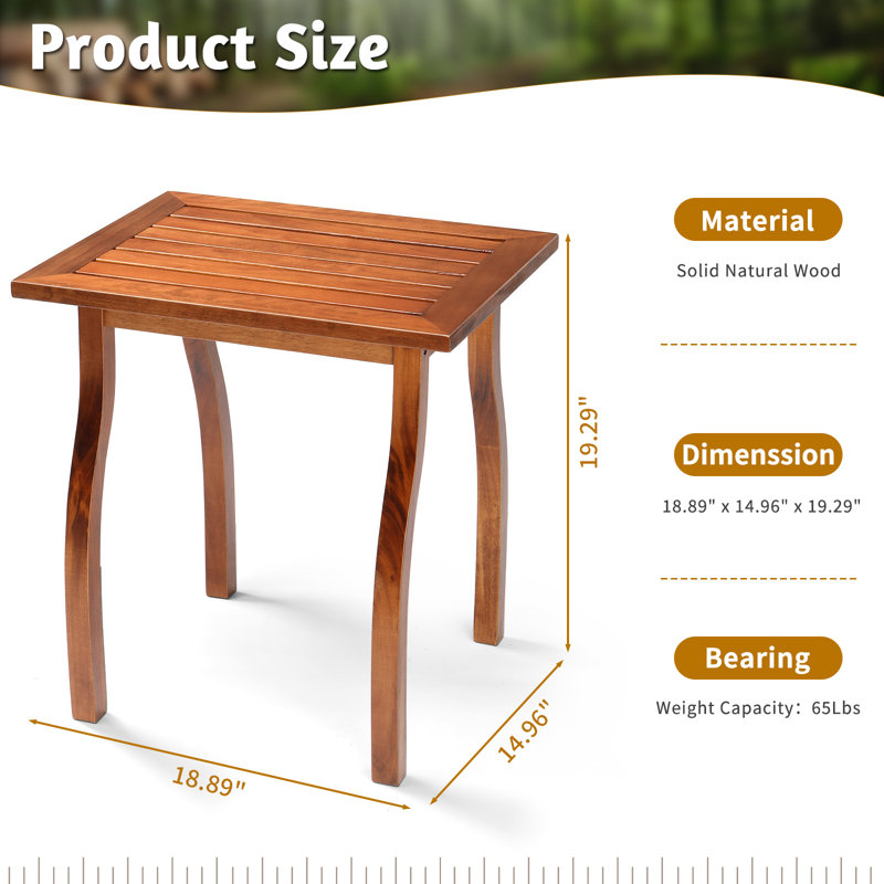 Table d'appoint d'extérieur en bois de peuplier