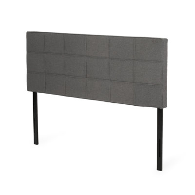 King/ King Sized Headboard: Modern Waffle, Piped Edges, Adjustable Height 48.5 - 53 In, Charcoal Grey Upholstery Bed Stylish Waffle Stitch, In Adjustable,