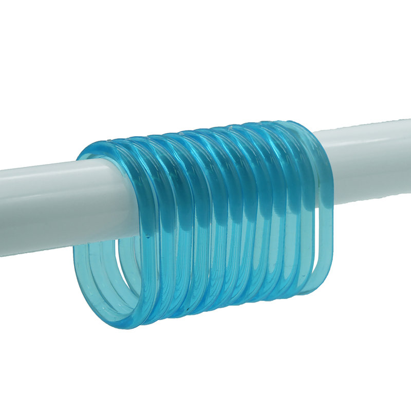 Solid Plastic Shower Curtain Hooks Rings, Turquoise Blue