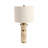 Modern Round Travertine Table Lamp With 2 Pulls for Bedroom Bedside Use - Small Accent Lighting with Drum Shade for Desk or Living Room - 26", Tan & Gold