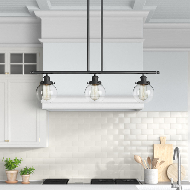 Chippewa 3 - Light Kitchen Island Pendant, No Bulb Included, Clear, Oil Rubbed Bronze