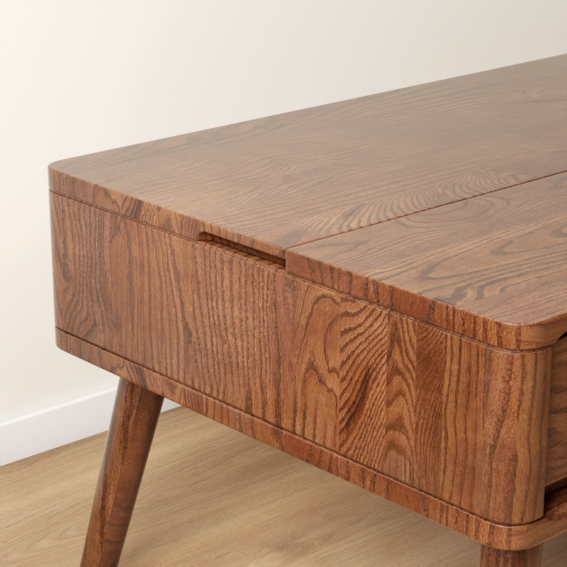 Table basse avec rangement en chêne massif 47 po MCM, L 47,3 po x l 23,6 po, Chêne brun