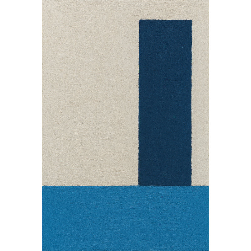 «Coastal Blocks VII» - Art mural abstrait sur toile en sable, bleu marine et bleu ciel, H 36 po x l 24 po