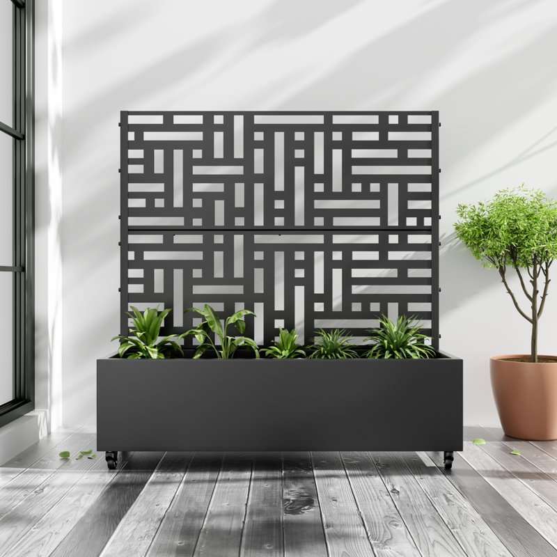 Metal Planter, Black, 119.4cm H x 119.4cm W x 40.6cm D