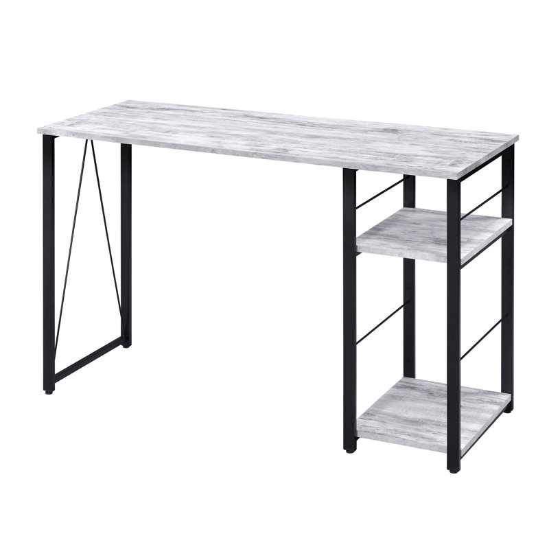 Bureau avec 2 tablettes au design gris et noir Spacieux deux blancs, H 28,69 po x l 19,3 po x P 48,24 po