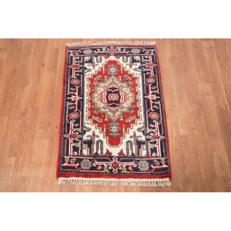 Tapis géométrique rouge pour vestibule traditionnel 2x3