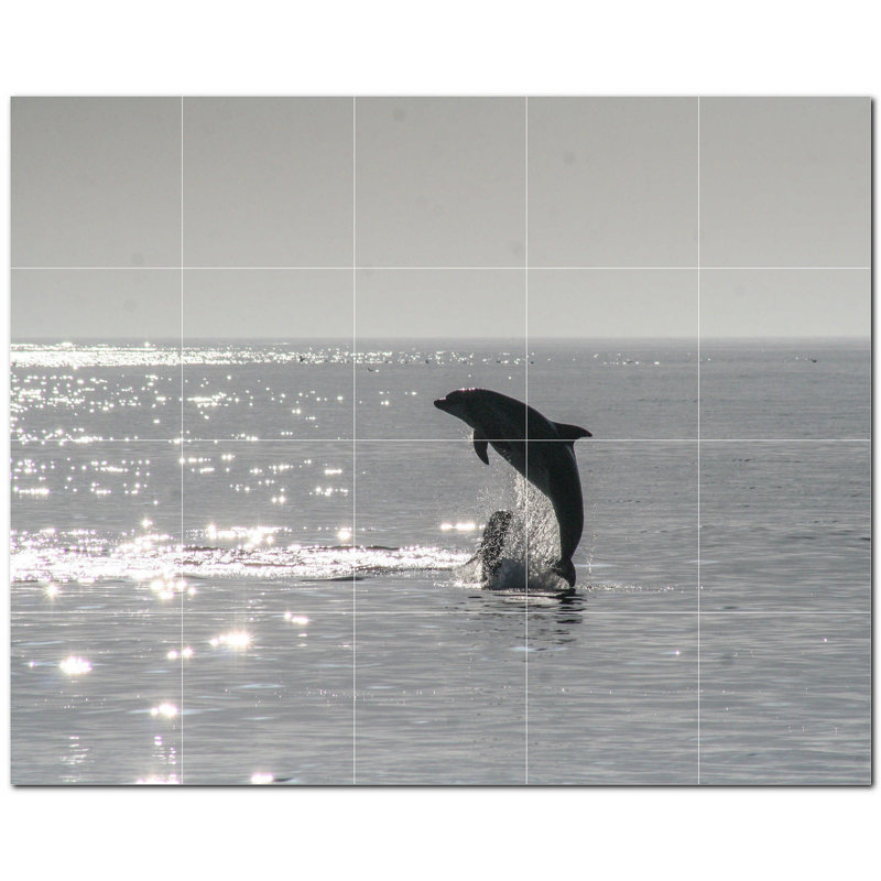 Murale décorative en céramique 4,25 po x 4,25 po Dolphin Photo