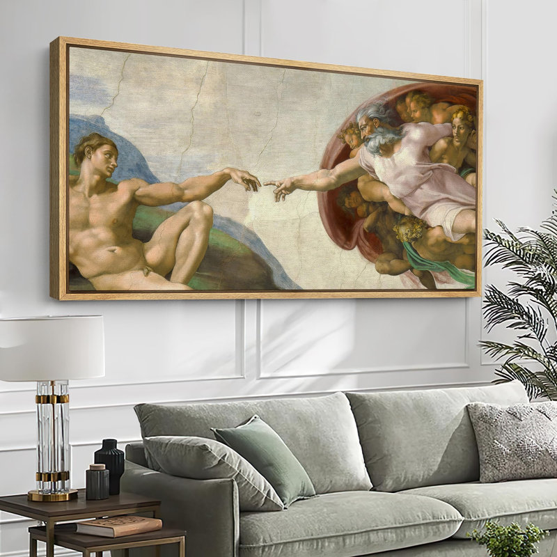 La création d'Adam par Michel-Ange, art moderne, H 30 po x l 60 po, Naturel