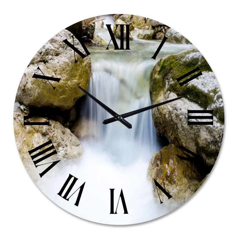 Cascade dans un canyon alpin - Horloge murale traditionnelle, Grand